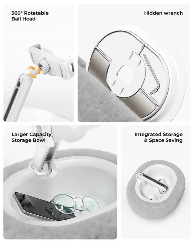Alt view image 5 of 7 - Tablet Stand Pillow for Bed, Adjustable Tablet Stand with Detachable Snack Bowl, Phone Stand for Bed, Kindle Holder, iPad Holder, Tablet Holder for Reading, Watching Videos and Streaming