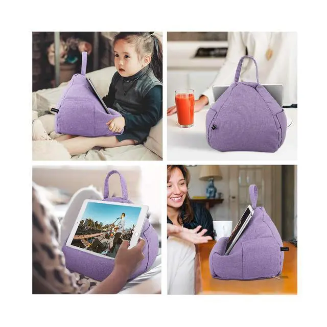 Alt view image 2 of 7 - Tablet Pillow Stand, Soft Linen Cotton Lap Cushion Holder for iPad