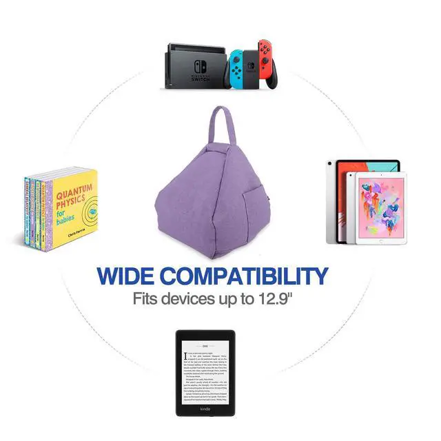 Alt view image 3 of 7 - Tablet Pillow Stand, Soft Linen Cotton Lap Cushion Holder for iPad