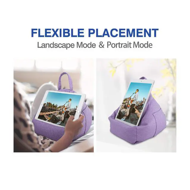 Alt view image 4 of 7 - Tablet Pillow Stand, Soft Linen Cotton Lap Cushion Holder for iPad