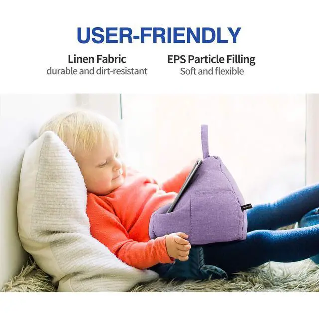 Alt view image 6 of 7 - Tablet Pillow Stand, Soft Linen Cotton Lap Cushion Holder for iPad