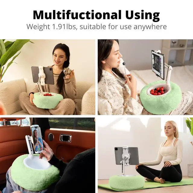 Alt view image 2 of 7 - Tablet Stand Pillow for Bed, Adjustable Tablet Stand with Detachable Snack Bowl, Phone Stand for Bed, Kindle Holder, iPad Holder, Tablet Holder for Reading, Watching Videos and Streaming