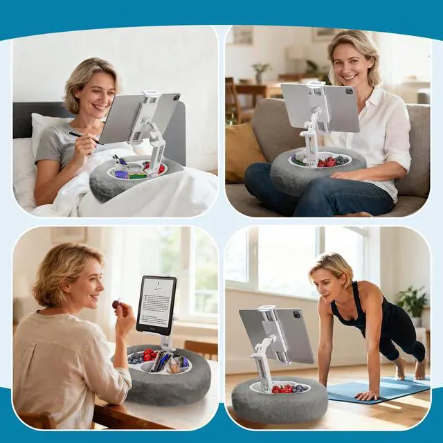 Alt view image 7 of 7 - Tablet Pillow Stand, 360° Rotating Kindle Holder for Bed and Sofa Use