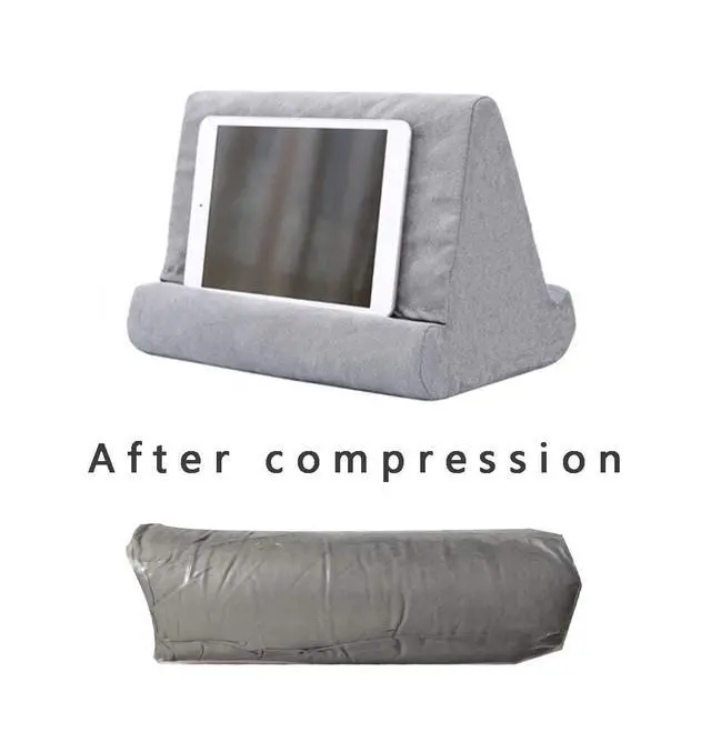 Alt view image 3 of 3 - New Compressible Tablet Stand Pillow Holder Multi Angle Soft Cushion Pillow Stand for iPad Tablet Book and E-Reader (Little Gray)