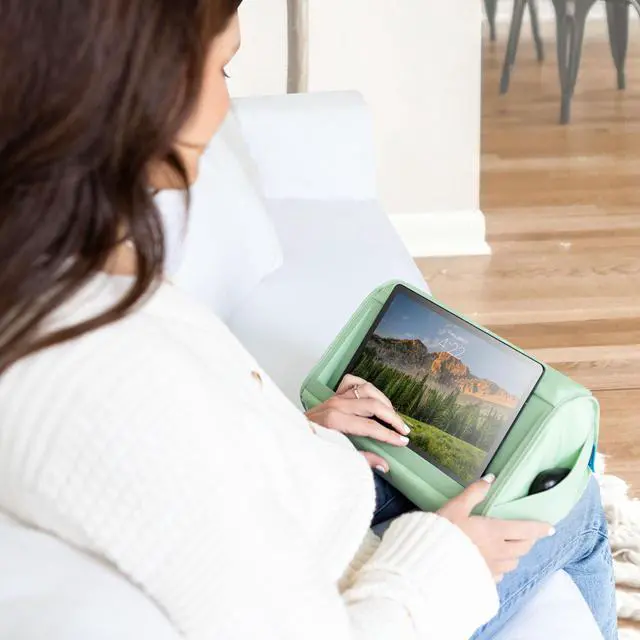 Alt view image 7 of 7 - Tablet Pillow Stand - Sage Green, 11" Slot