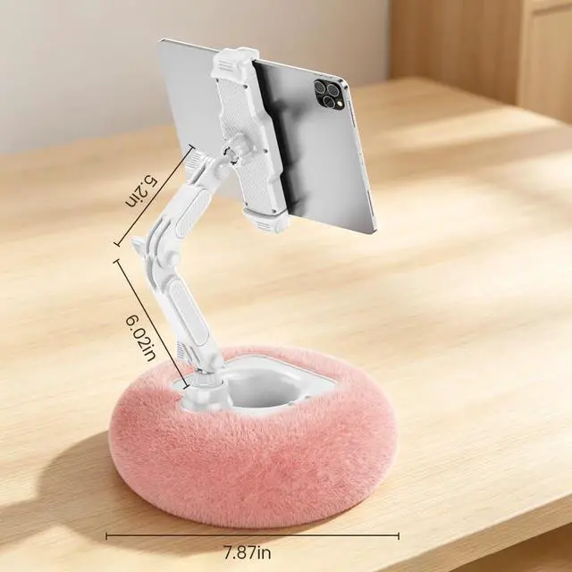 Alt view image 4 of 4 - Tablet Pillow Stand, Compatible with 4-11" Tablet/Phone with Small Bowl, 360 Adjustable Phone Holder for Bed with Soft Plush Fabric, Ideal for Reading and Video Watching on Bed