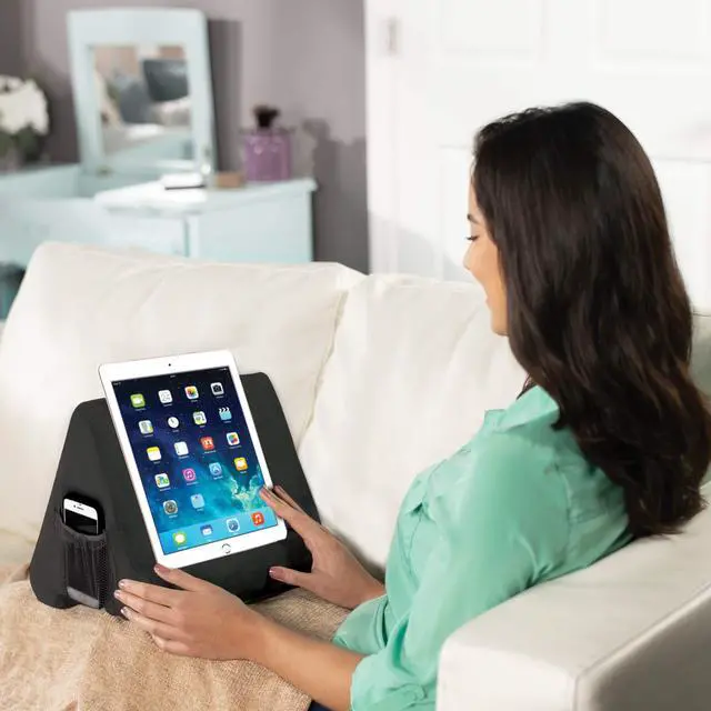 Alt view image 4 of 6 - Pillow Pad Ultra Multi-Angle Soft Tablet Stand, Gray - Comfortable Angled Viewing for iPad, Tablets, Kindle, Smartphones, Books, Magazines, and More