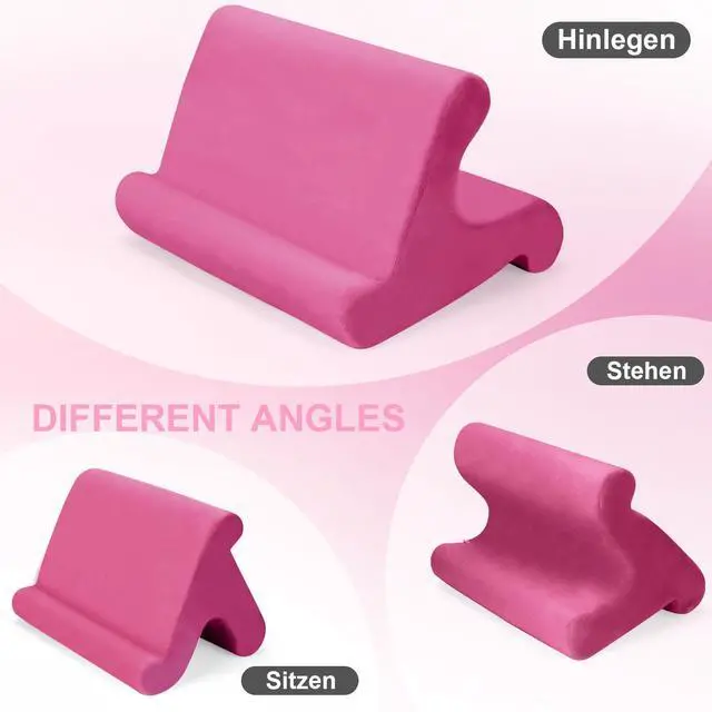 Alt view image 5 of 7 - Universal Multi-Angle Tablet Stand Holder-Soft Pad Stand with black phone holder for Lap,Knee,Sofa and Bed,Compatible with iPad Pro 9.7,10.5,12.9 Air Mini 4 3,Kindle,Galaxy Tab,E-Reader (Pink)