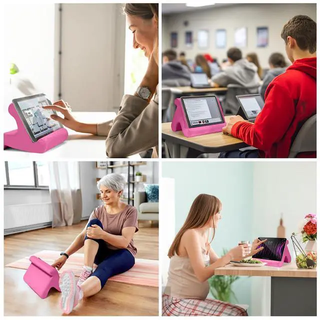 Alt view image 7 of 7 - Universal Multi-Angle Tablet Stand Holder-Soft Pad Stand with black phone holder for Lap,Knee,Sofa and Bed,Compatible with iPad Pro 9.7,10.5,12.9 Air Mini 4 3,Kindle,Galaxy Tab,E-Reader (Pink)