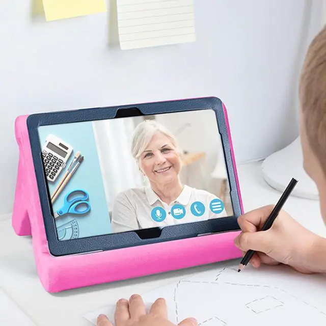 Alt view image 6 of 7 - Universal Multi-Angle Tablet Stand Holder-Soft Pad Stand with black phone holder for Lap,Knee,Sofa and Bed,Compatible with iPad Pro 9.7,10.5,12.9 Air Mini 4 3,Kindle,Galaxy Tab,E-Reader (Pink)