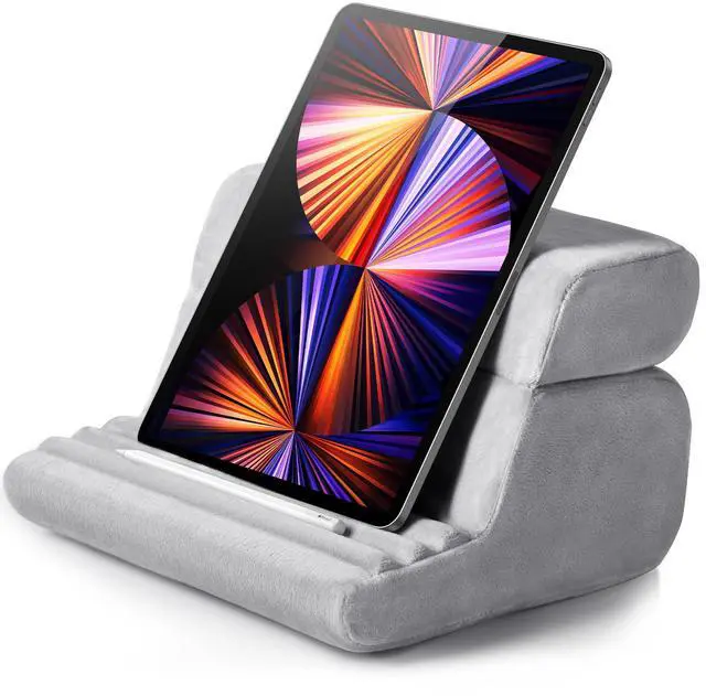 Main image of Tablet Pillow Stand for Lap Soft Holder Bed with 3 Viewing Angles Adjustable Home Office Accessories Compatible with iPad Pro 13 12 11 10.5 Air Mini 5 4 3 2 Phone 16 15 14 E-Reader Grey