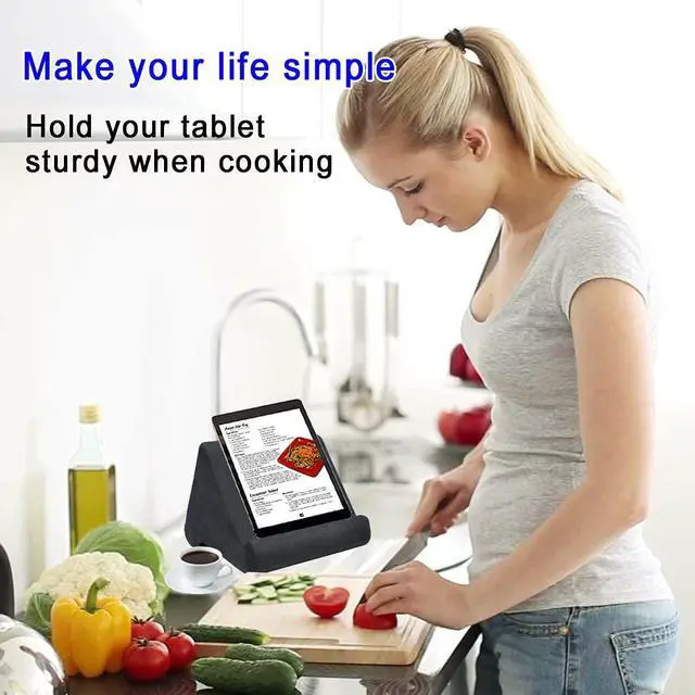 Alt view image 4 of 7 - Tablet Pillow Stand - Tablet Holder Dock for Bed with Multi-Viewing Angles, Compatible with iPad Pro 9.7, 10.5,12.9 Air Mini 4 3, Kindle, Galaxy Tab, E-Reader (Dark Grey)
