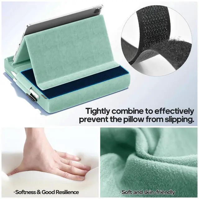 Alt view image 4 of 7 - Tablet Pillow Stand, Multi-Angle Viewing Ipad Holder for Lap, Bed and Desk, Foldable Soft Pad Dock with Stylus Mount Compatible with Ipad Pro 12.9, 10.5, 11, Air, Mini, Phones, Books, E-Reader