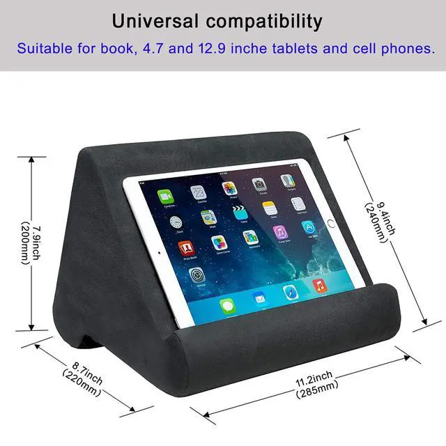 Alt view image 6 of 7 - Tablet Pillow Stand - Tablet Holder Dock for Bed with Multi-Viewing Angles, Compatible with iPad Pro 9.7, 10.5,12.9 Air Mini 4 3, Kindle, Galaxy Tab, E-Reader (Dark Grey)