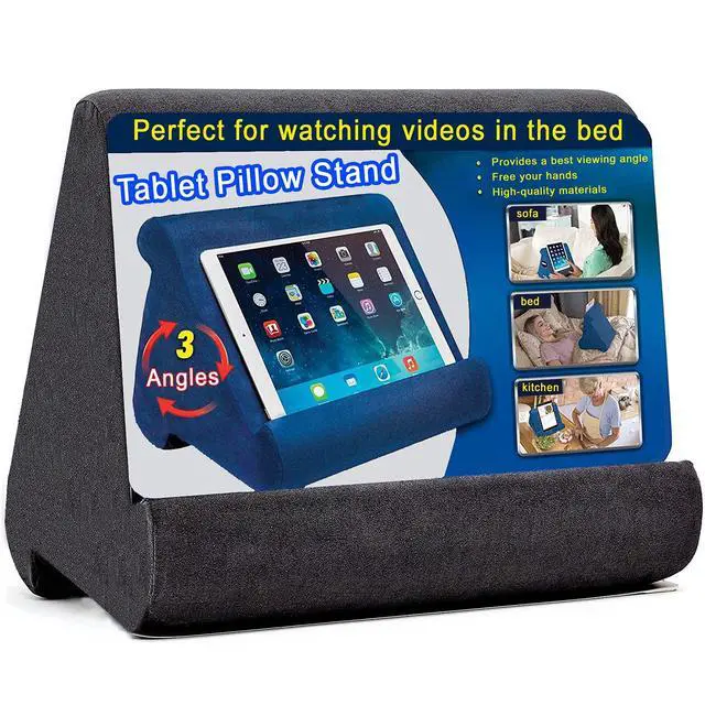 Alt view image 7 of 7 - Tablet Pillow Stand - Tablet Holder Dock for Bed with Multi-Viewing Angles, Compatible with iPad Pro 9.7, 10.5,12.9 Air Mini 4 3, Kindle, Galaxy Tab, E-Reader (Dark Grey)