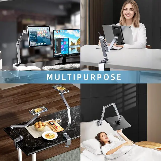 Alt view image 7 of 7 - Tablet Stand for Desk, iPad Desk Mount, Magnetic Tablet Holder for Desk, Foldable Phone Arm Mount with 360° Adjustable Rotatable, Phone Holder iPad Stand Fits for 4.7-15.6" Screen