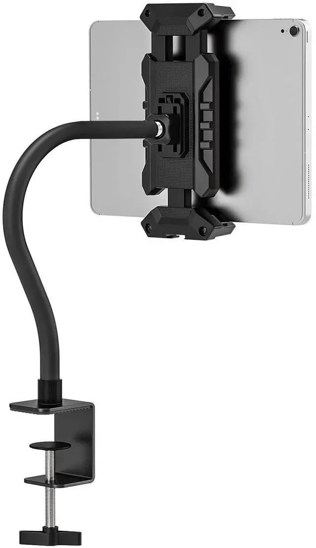 Main image of Tablet Stand Holder, Gooseneck iPad Desk Mount with C-Clamp