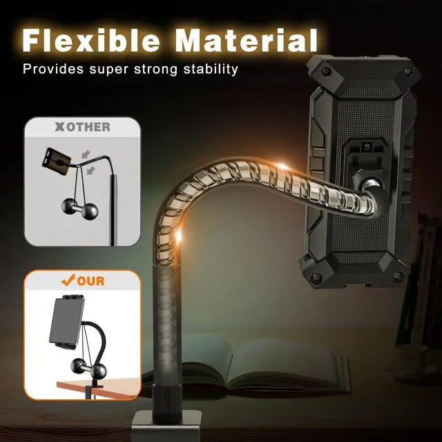 Alt view image 5 of 7 - Tablet Stand Holder, Gooseneck iPad Desk Mount with C-Clamp