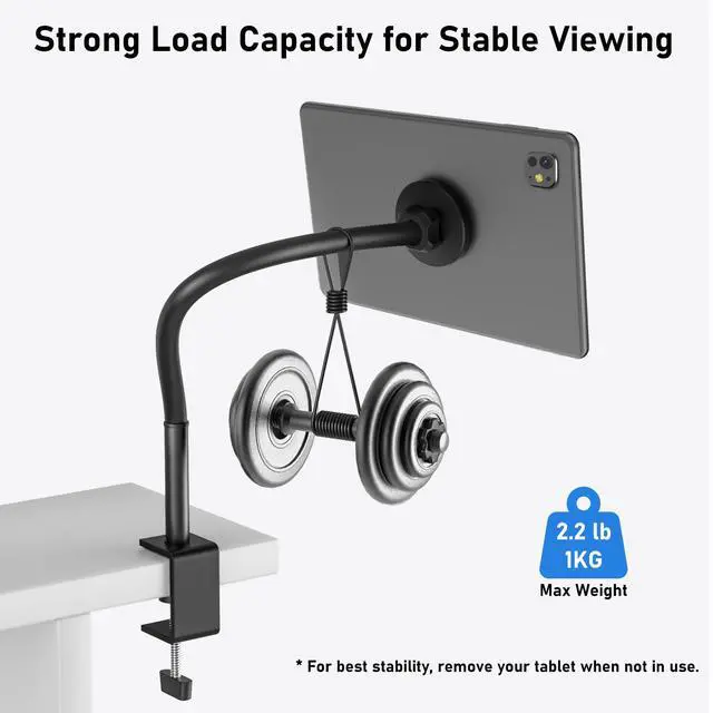Alt view image 5 of 7 - Magnetic Gooseneck Tablet Holder, iPad Desk Clamp Mount for Bed & Desk