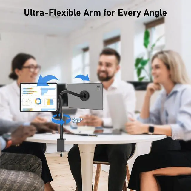 Alt view image 7 of 7 - Magnetic Gooseneck Tablet Holder, iPad Desk Clamp Mount for Bed & Desk