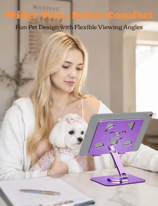 Alt view image 6 of 7 - Adjustable Tablet Stand, 360° Rotating Aluminum Holder, Purple
