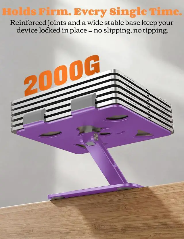 Alt view image 5 of 7 - Adjustable Tablet Stand, 360° Rotating Aluminum Holder, Purple