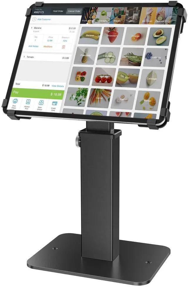 Main image of Anti-Theft iPad Kiosk Stand, 360 Rotation & Adj. Height 8.3"13.4", Heavy-Duty Steel & Aluminum, Fits 9.7"-13" Tablets, Security Retail POS Tablet Stand for Business & Commercial Use