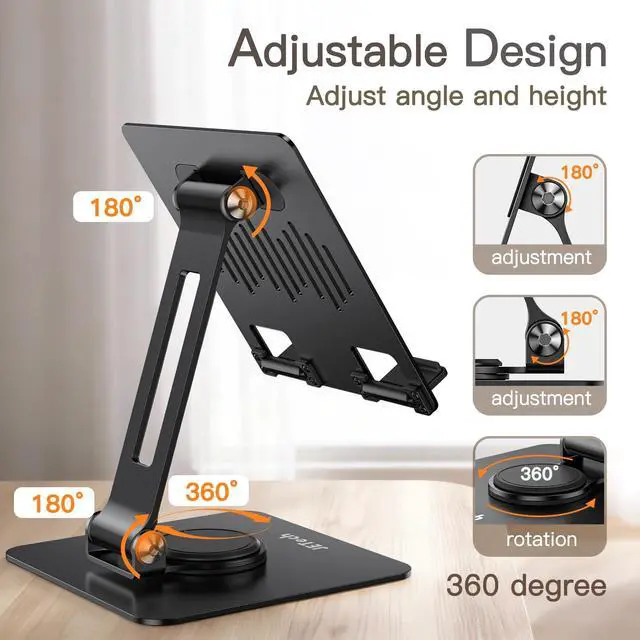 Alt view image 3 of 6 - Swivel Tablet Stand for 4-13" Tablets and Phones, Black