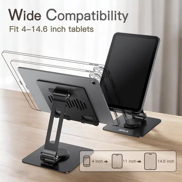 Alt view image 2 of 6 - Swivel Tablet Stand for 4-13" Tablets and Phones, Black