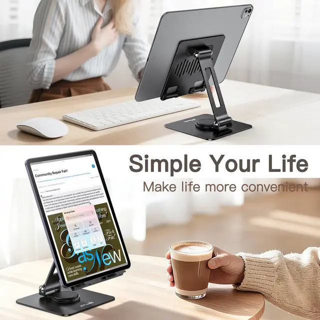 Alt view image 6 of 6 - Swivel Tablet Stand for 4-13" Tablets and Phones, Black