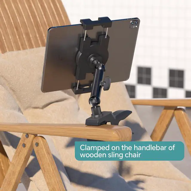 Alt view image 4 of 7 - Tablet Holder Jaws Flex Clamp Clip Mount,360°Adjustable Aluminium Alloy Arm iPad Stand for Desk/Table/Post/Board,Compatible with 4.7~12.9" iPad/Nexus/e-Reader/Switch/Fire HD/iPhone