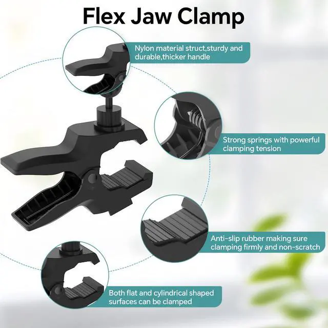 Alt view image 5 of 7 - Tablet Holder Jaws Flex Clamp Clip Mount,360°Adjustable Aluminium Alloy Arm iPad Stand for Desk/Table/Post/Board,Compatible with 4.7~12.9" iPad/Nexus/e-Reader/Switch/Fire HD/iPhone