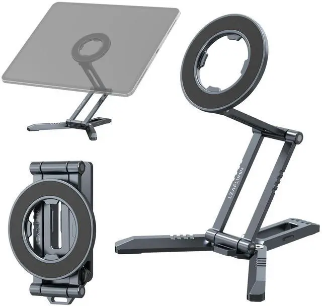 Main image of Magnetic iPad Tripod Stand Universal for iPad Pro/Air/Mini & iPhone 15-12 Series | 360° Rotation Portable Tablet Holder with 2-in-1 Desktop & Handheld Modes | Lightweight 105g