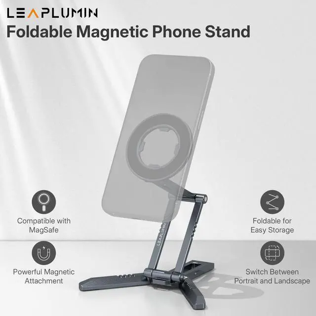 Alt view image 3 of 7 - Magnetic iPad Tripod Stand Universal for iPad Pro/Air/Mini & iPhone 15-12 Series | 360° Rotation Portable Tablet Holder with 2-in-1 Desktop & Handheld Modes | Lightweight 105g