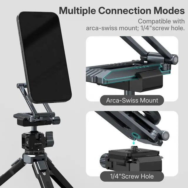 Alt view image 6 of 7 - Magnetic iPad Tripod Stand Universal for iPad Pro/Air/Mini & iPhone 15-12 Series | 360° Rotation Portable Tablet Holder with 2-in-1 Desktop & Handheld Modes | Lightweight 105g