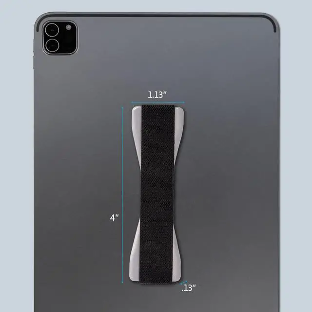 Alt view image 2 of 7 - Tablet/XL Grip for Most Tablets and Large Smartphones - Black Elastic Strap Finger Grip with Grey Base (LHT-01-Grey)