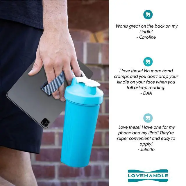 Alt view image 6 of 7 - Tablet/XL Grip for Most Tablets and Large Smartphones - Black Elastic Strap Finger Grip with Grey Base (LHT-01-Grey)
