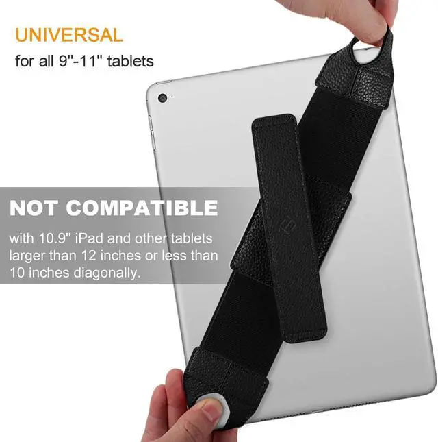Alt view image 3 of 7 - Universal Tablet Hand Strap Holder for 9-11 Inch Tablets Black