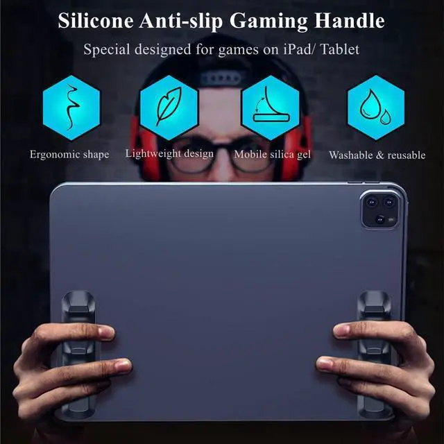 Alt view image 2 of 7 - Gaming Handle for iPad, Multi-Finger Operation Silicone Gamepad Grip, Tablet Game Controller for PUBG/Knives Out/Rules of Survival