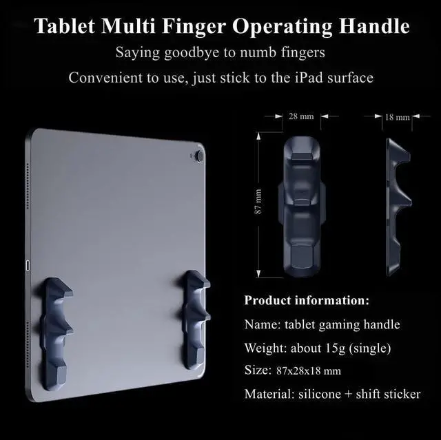 Alt view image 4 of 7 - Gaming Handle for iPad, Multi-Finger Operation Silicone Gamepad Grip, Tablet Game Controller for PUBG/Knives Out/Rules of Survival