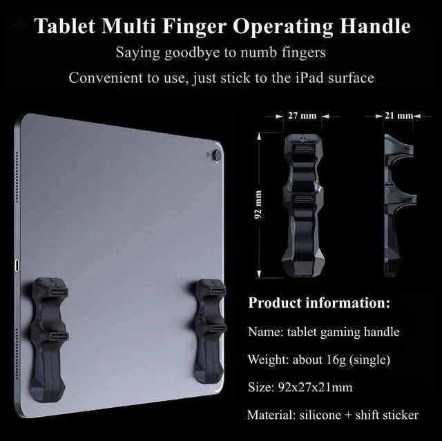 Alt view image 4 of 7 - Gaming Handle for iPad, Multi-Finger Operation Silicone Gamepad Grip, Tablet Game Controller for PUBG/Knives Out/Rules of Survival