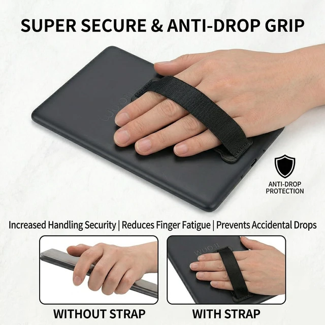 Alt view image 4 of 7 - Hand Holder Strap for ipad, Tablet Hand Holder Strap, Universal Handle Grip for iPad Kindle, Mini Tablets and Cases (Black)