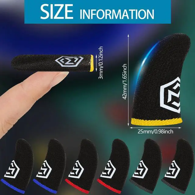 Alt view image 2 of 7 - 120 Pcs Gaming Finger Sleeves with Pattern for Mobile Game Controllers Finger Sleeve Anti Sweat Play Controller Thumb Sleeve Breathable Thumb Covers Touchscreen(Multicolored)