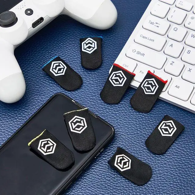Alt view image 3 of 7 - 120 Pcs Gaming Finger Sleeves with Pattern for Mobile Game Controllers Finger Sleeve Anti Sweat Play Controller Thumb Sleeve Breathable Thumb Covers Touchscreen(Multicolored)