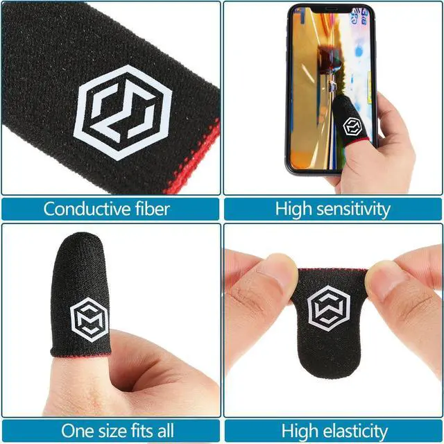Alt view image 4 of 7 - 120 Pcs Gaming Finger Sleeves with Pattern for Mobile Game Controllers Finger Sleeve Anti Sweat Play Controller Thumb Sleeve Breathable Thumb Covers Touchscreen(Multicolored)