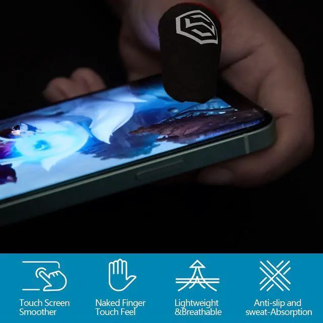 Alt view image 7 of 7 - 120 Pcs Gaming Finger Sleeves with Pattern for Mobile Game Controllers Finger Sleeve Anti Sweat Play Controller Thumb Sleeve Breathable Thumb Covers Touchscreen(Multicolored)