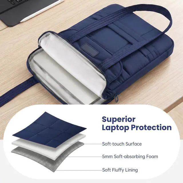 Alt view image 5 of 7 - Puffy Laptop Sleeve 13 inch, Navy Blue
