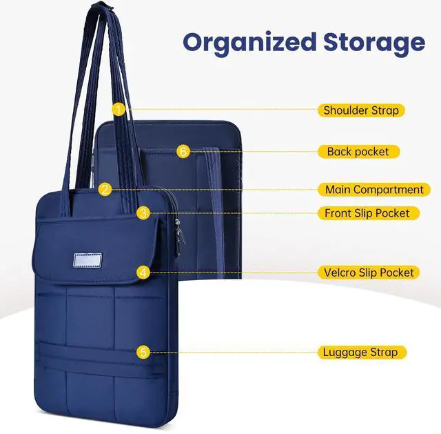 Alt view image 7 of 7 - Puffy Laptop Sleeve 13 inch, Navy Blue
