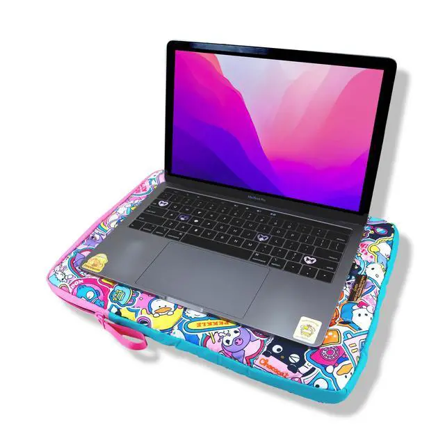 Alt view image 2 of 7 - Sanrio | Puffy Laptop Sleeve | 15-16 Inch, Quilted Pillow Puffer Laptop Carrying Case, Computer Sleeve | Hello Kitty & Friends Stickers