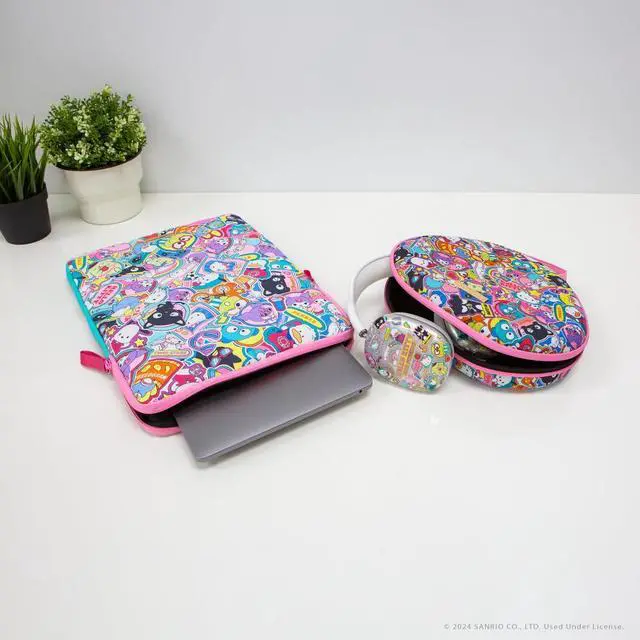 Alt view image 7 of 7 - Sanrio | Puffy Laptop Sleeve | 15-16 Inch, Quilted Pillow Puffer Laptop Carrying Case, Computer Sleeve | Hello Kitty & Friends Stickers